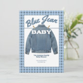 Blue Jean Baby - Denim Shower Custom Invitation Einladung (Stehend Vorderseite)