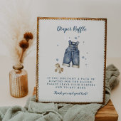 Blue Jean Baby Dusche 8x10 Windeln Raffle Schild
