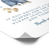 Blue Jean Baby Dusche 8x10 Windeln Raffle Schild (Ecke)