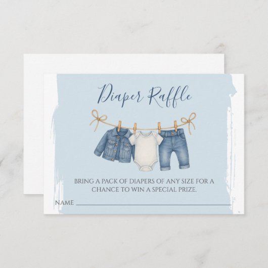 Blue Jean Baby Duwer Diaper Raffle Begleitkarte (Vorne/Hinten)