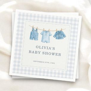 Blue Jean Baby Gingham Baby Shower Party Serviette
