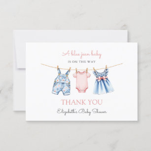 Blue Jean Baby Girl Baby Shower Dankeskarte