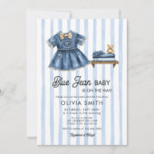 Blue Jean Baby Girl Denim Baby Shower Invitation Einladung (Vorderseite)