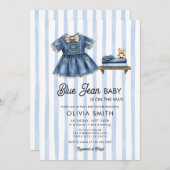 Blue Jean Baby Girl Denim Baby Shower Invitation Einladung (Vorne/Hinten)