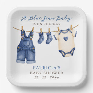 Blue Jean Baby ist auf dem Weg Jungen-Baby-Party Pappteller