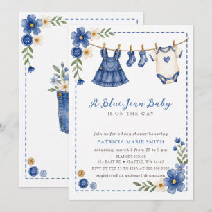 Blue Jean Baby ist auf dem Weg Mädchen-Baby-Party Einladung