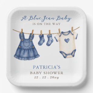 Blue Jean Baby ist auf dem Weg Mädchen-Baby-Party Pappteller
