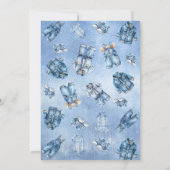 Blue Jean Baby ist unterwegs Denim Boy Baby Dusche Einladung (Rückseite)