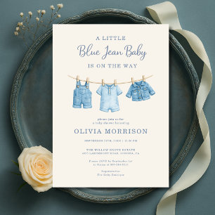 Blue Jean Baby Junge Babyparty Einladung