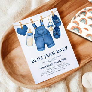 Blue Jean Baby Modern Denim Baby Shower Einladung