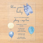 Blue Jean Baby | Moderne Babydusche | Ballons Acryleinladungen (Vorderseite)