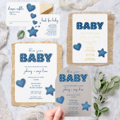 Blue Jean Baby | Moderne Babydusche | Patchwork Folieneinladung