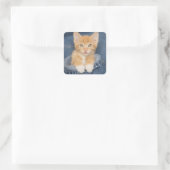 Blue Jean Baby Orange Kitten Quadratischer Aufkleber (Tasche)