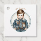 Blue Jean Baby Rustic Denim Baby Shower Geschenkanhänger (Vorderseite)