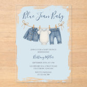 Blue Jean Baby Shower Baby Outfit  Acryleinladungen (Vorderseite)
