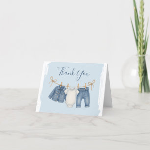 Blue Jean Baby Shower Baby Outfit Dankeskarte