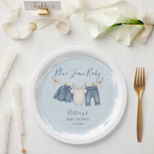 Blue Jean Baby Shower Baby Outfit Pappteller