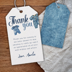 Blue Jean Baby Shower Boy Denim Geschenkanhänger