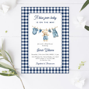Blue Jean Baby Shower Boy Einladung