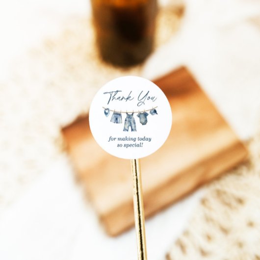 Blue Jean Baby Shower Danke Tag Runder Aufkleber