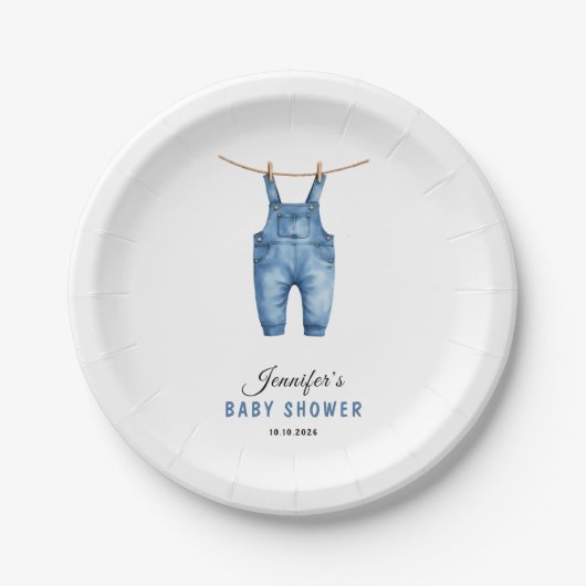 Blue Jean Baby Shower - Denim Theme Pappteller (Vorderseite)