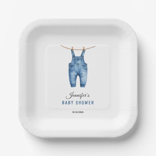 Blue Jean Baby Shower - Denim Theme Pappteller (Vorderseite)