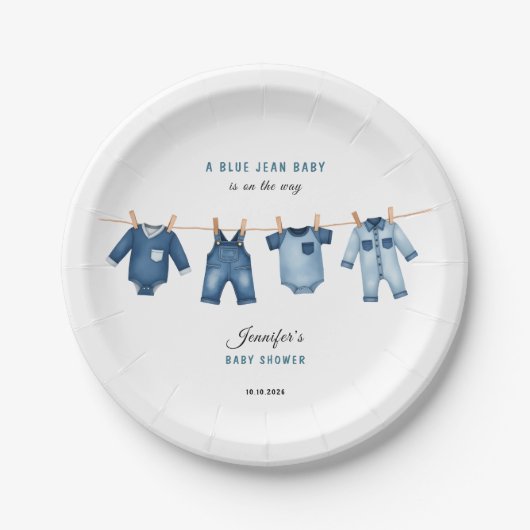 Blue Jean Baby Shower - Denim Theme Pappteller (Vorderseite)
