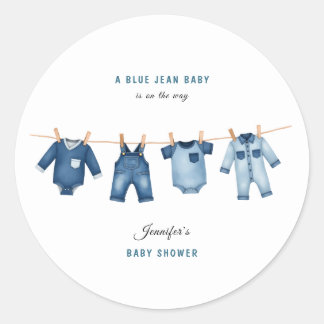 Blue Jean Baby Shower - Denim Theme Runder Aufkleber