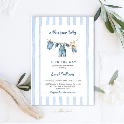 Blue Jean Baby Shower Einladung