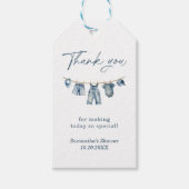 Blue Jean Baby Shower Favor Tag Geschenkanhänger (Vorderseite)