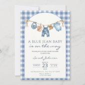 Blue Jean Baby Shower Invitation Cowboy Einladung (Vorderseite)