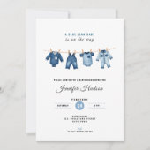 Blue Jean Baby Shower Invitation - Denim Theme Einladung (Vorderseite)