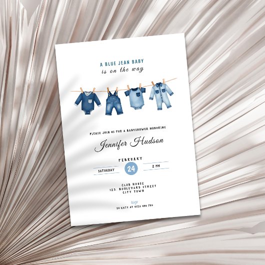 Blue Jean Baby Shower Invitation - Denim Theme Einladung