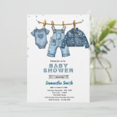 Blue jean baby shower invitation einladung (Stehend Vorderseite)