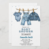 Blue jean baby shower invitation einladung (Vorne/Hinten)
