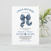 Blue Jean Baby Shower Invitation Einladung (Stehend Vorderseite)