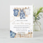 Blue Jean Baby Shower Invitation Einladung (Stehend Vorderseite)
