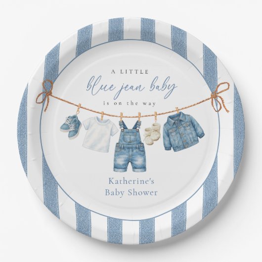 Blue Jean Baby Shower Paper Plate Pappteller (Vorderseite)