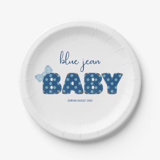 Blue Jean Baby Showware | Denim Party Pappteller (Vorderseite)