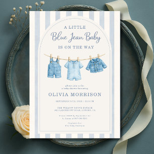 Blue Jean Baby Streifen Baby Shower Einladung