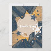 Blue Jean Baby Theme Denim Patchwork Baby Shower Dankeskarte (Vorderseite)