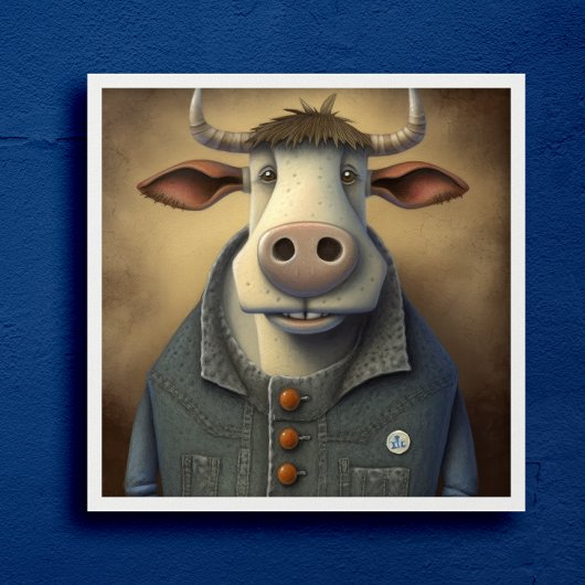 Blue Jean Bovine - Funny Cow in einem Kostümposter Poster