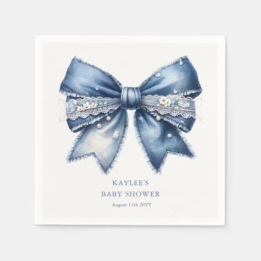 Blue Jean Bow Baby Shower Serviette (Vorderseite)