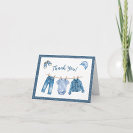 Blue Jean Boy Baby Shower Dankeskarte