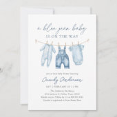 Blue Jean Boy Baby Shower Einladung (Vorderseite)
