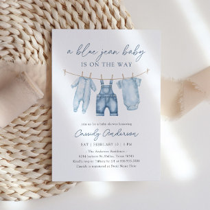 Blue Jean Boy Baby Shower Einladung