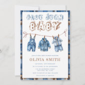 Blue Jean Boy Baby Shower Einladung (Vorderseite)