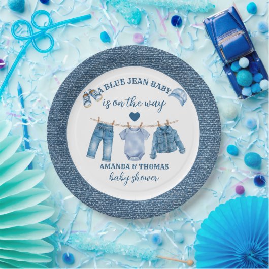 Blue Jean Boy Baby Shower Pappteller (Party)