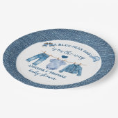 Blue Jean Boy Baby Shower Pappteller (Schrägansicht)