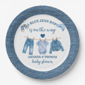 Blue Jean Boy Baby Shower Pappteller (Vorderseite)